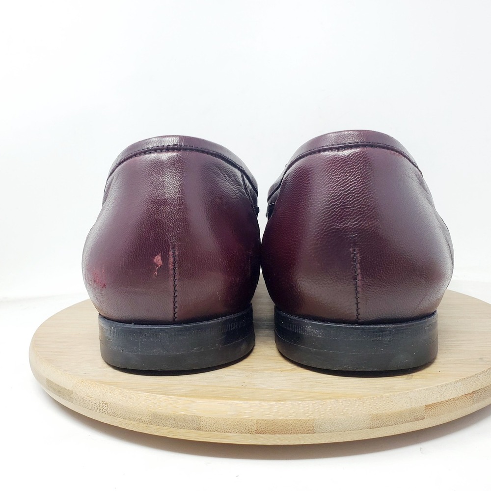 Santoni Loafers Mens 15 Burgundy Leather Kiltie Tassel Slip On Shoes Italy - Picture 10 of 16